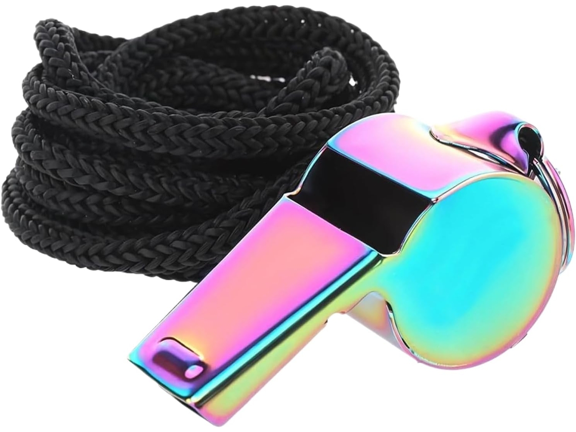 Silbatos para entrenadores, silbatos deportivos de acero inoxidable con cordón, artículos ligeros para entrenadores, árbitros y oficiales, Slowmoose