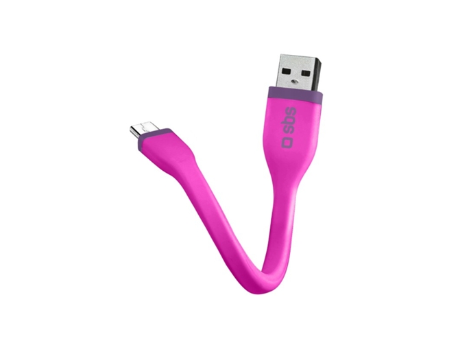 Cable SBS Mini (USB - MicroUSB - 0.12 m - Rosa)