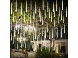 Luces de meteorito Luces de ducha Impermeable LED Luces de lluvia que caen 192 LED 30 cm 8 tubos Luces de carámbano de Navidad al aire libre RNEMITERY