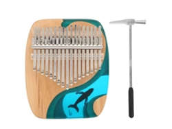 Caoba Thumb Piano Kalimba Thumb Piano Whale 17 Key Instrumento musical con pegatina para niños principiantes