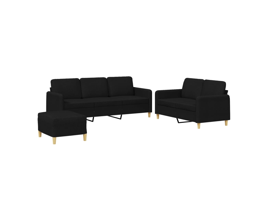 Maison Exclusive - Juego De Sofás Con Cojines 3 Piezas Tela Negro