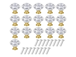 16 Tiradores Cristal Armario, Perillas Cristal Caja, Transparentes Con Tornillos Para Muebles Cocina Baño