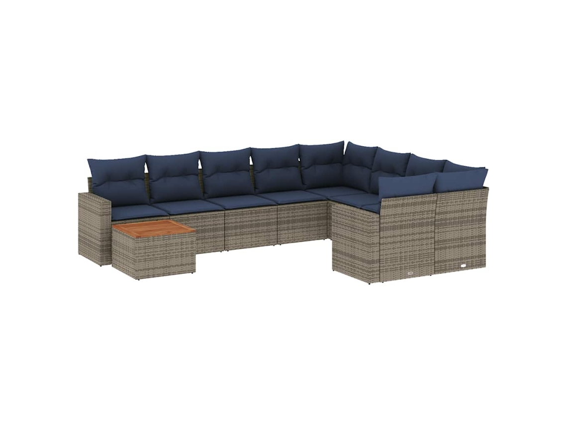 Maison Exclusive - Set De Sofás De Jardín 10 Pzas Con Cojines Ratán Sintético Gris