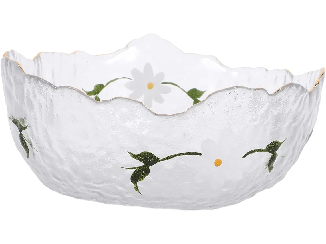 Vidrio dorado martillado decorativo con estampado de margaritas de Chaberlu