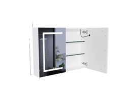 Armario con espejo, iluminación LED, diseño que ahorra espacio, blanco - Doble puerta