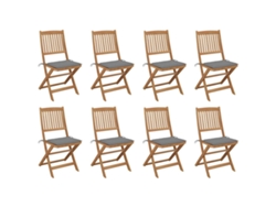 Sillas plegables de exterior de acacia maciza de 8 piezas con cojines DKD Home Decor
