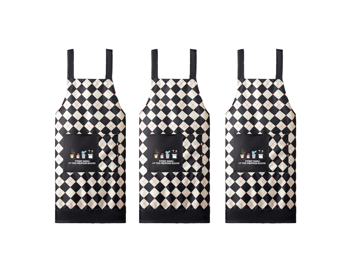 3 nuevos delantales impermeables y resistentes al aceite para la cocina del hogar con cinturón para el trabajo en restaurantes