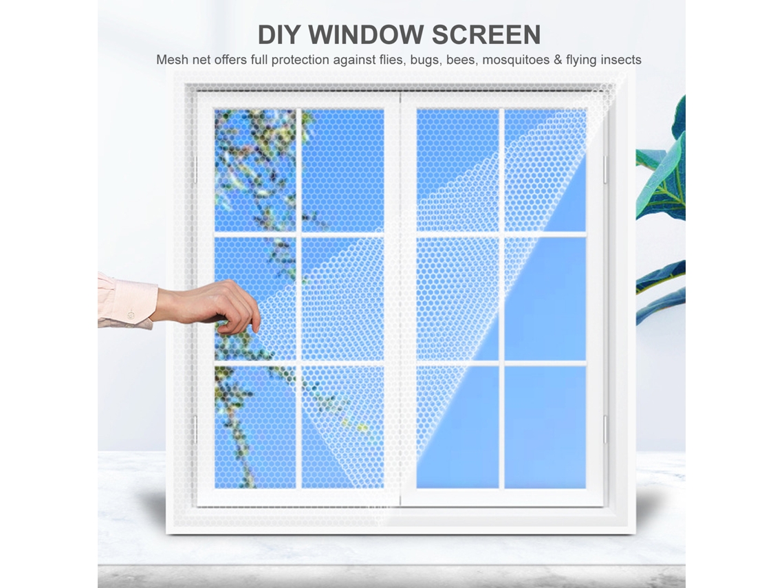 Mosquitera Para Ventana De Bricolaje Con Cinta Autoadhesiva, Malla Antimosquitos De 59x78 Pulgadas.