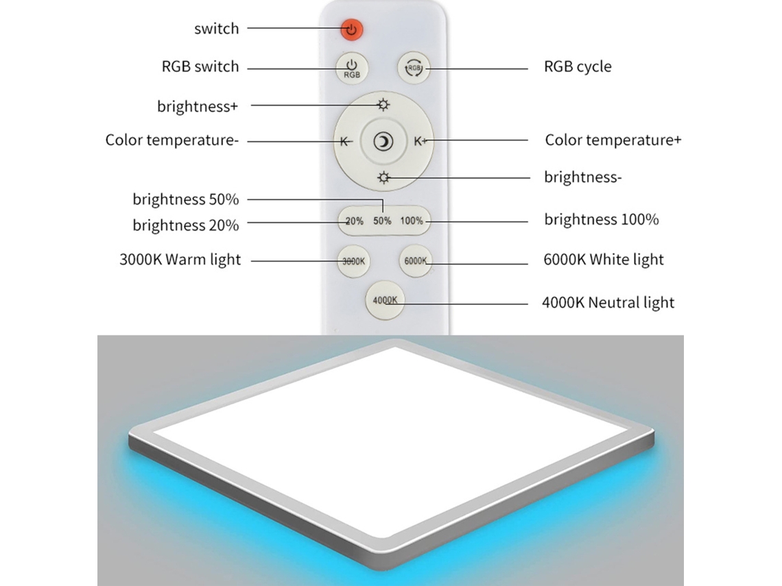 Bj-lâmpada De Teto Rgbcw Com Controle Remoto Bt, Regulável Infinitamente, Ideal Para Quarto