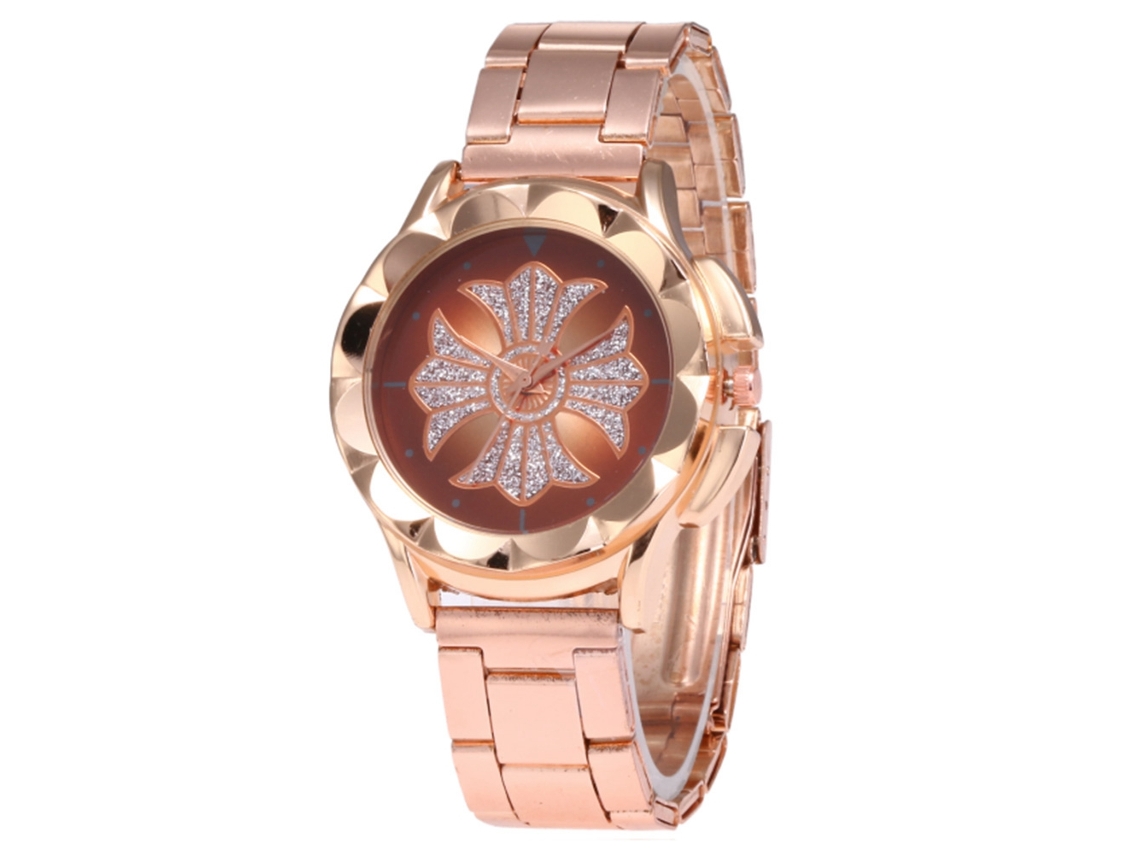 Reloj De Pulsera Unisex De Acero Con Correa De Acero Dial Redondo Cuarzo Para Parejas (café)
