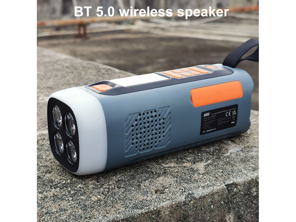 Radio portátil DAB/FM con linterna, altavoz Bluetooth, carga solar y con manivela, ideal para emergencias y acampadas al aire libre. Viewleaf
