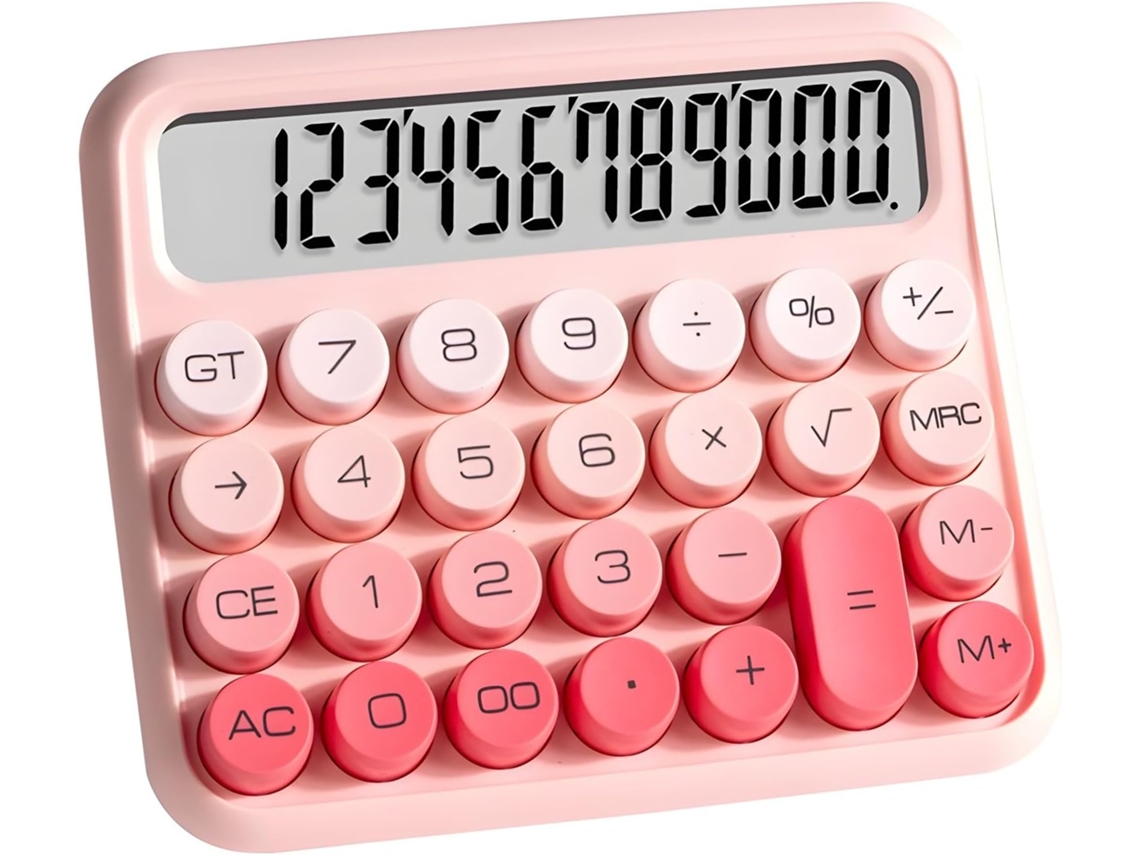 Calculadora matemática infantil, estética de alta calidad, con degradado rosa macarrón, ideal para estudiantes de primaria. Sfushos