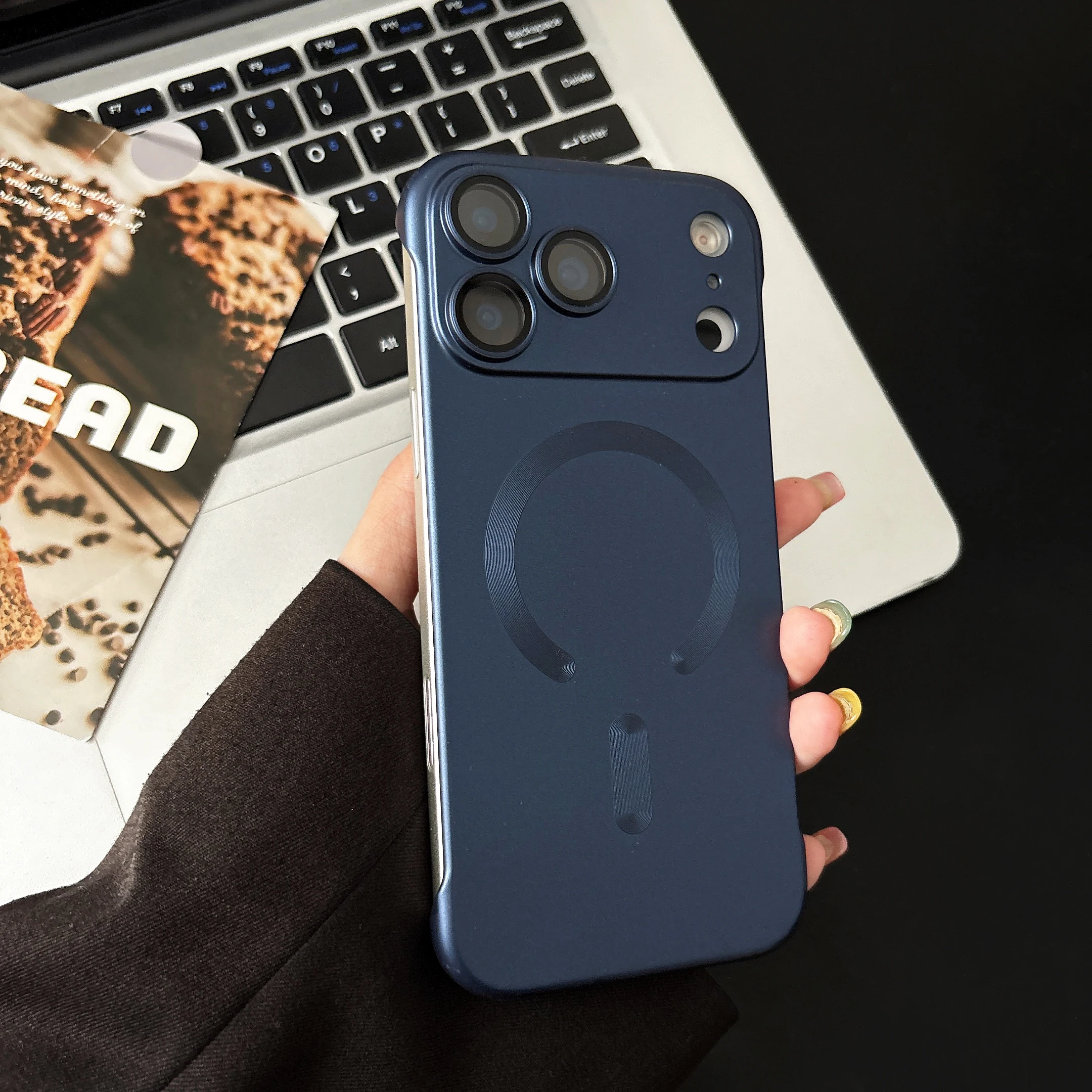 (iphone 14 Pro Max, Azul Oscuro) Funda Protectora Magnética Ultrafina Para Iphone, Compatible Con Carga Magsafe.