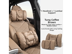 Juego De Almohadas De Soporte Cervical Y Lumbar Henten Home. Material De Cuero Resistente A Las Manchas, Soporte Suave Y Flexible. Marrón Claro