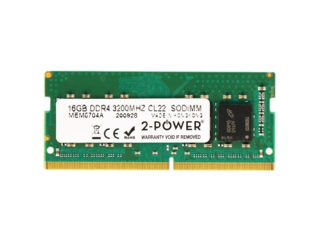 Memoria Ram 2-POWER Memoria Ram 2-Power 16Gb Ddr4 3200Mhz Cl22 Sodimm Mem5704A