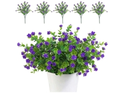 2026altiro-5 Ramos De Flores Artificiales, Plantas Verdes Resistentes A Los Rayos Uv (moradas)
