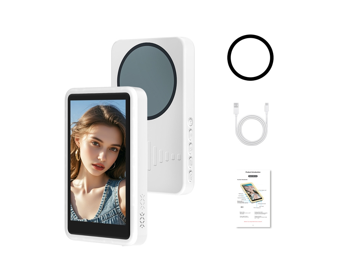 Monitor Inalámbrico Para Selfies, Tipo Magnético, Monitor Para Cámara Trasera Con Luz De Relleno C92 (blanco) Czhhmart