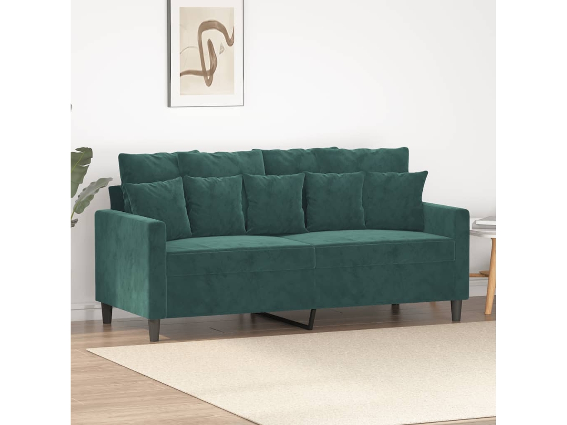 Sofá De 2 Plazas De Terciopelo Verde Oscuro 140 Cm