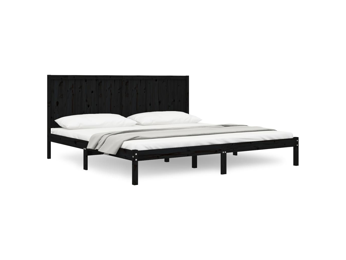 Maison Exclusive - Estructura De Cama De Madera Maciza De Pino Negra 200x200 Cm
