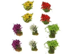 Juego de 10 mechones de flores estáticas de resina, miniaturas de césped artificial.