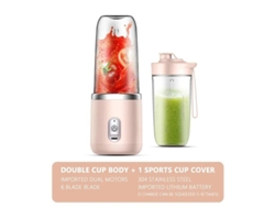 Exprimidor portátil con 6 cuchillas, licuadora USB, miniexprimidor inalámbrico con carga rosa, 2 tazas SUNNY SPACES