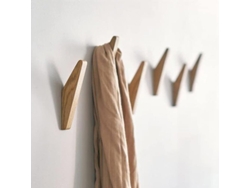 2026-gancho De Pared De Madera De Caucho, 6 Unidades, Ganchos Para Abrigos, Sombreros, Bolsos Y Toallas, Diseño Práctico Y Elegante 6 Gancho