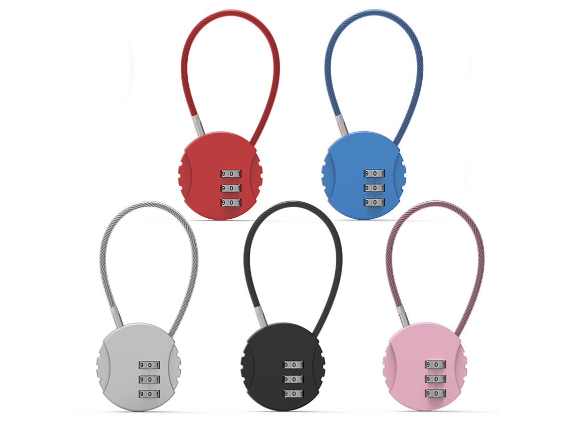 Candado de combinación para equipaje, 5 candados antirrobo de cable de acero adecuados para mochilas, maletas, taquillas, etc.