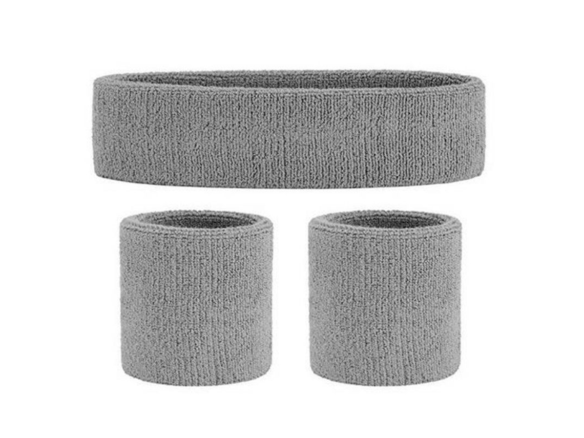 Conjunto de 3 piezas Yuysan en tela de algodón, diadema y muñequeras deportivas, color blanco.
