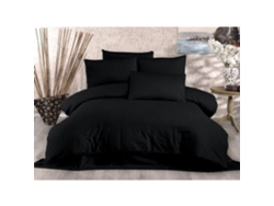 Juego De Cama - Funda Nórdica 220 X 240 Cm + 2 Fundas De Almohada 60 X 60 Cm, 80 % Algodón - Negro