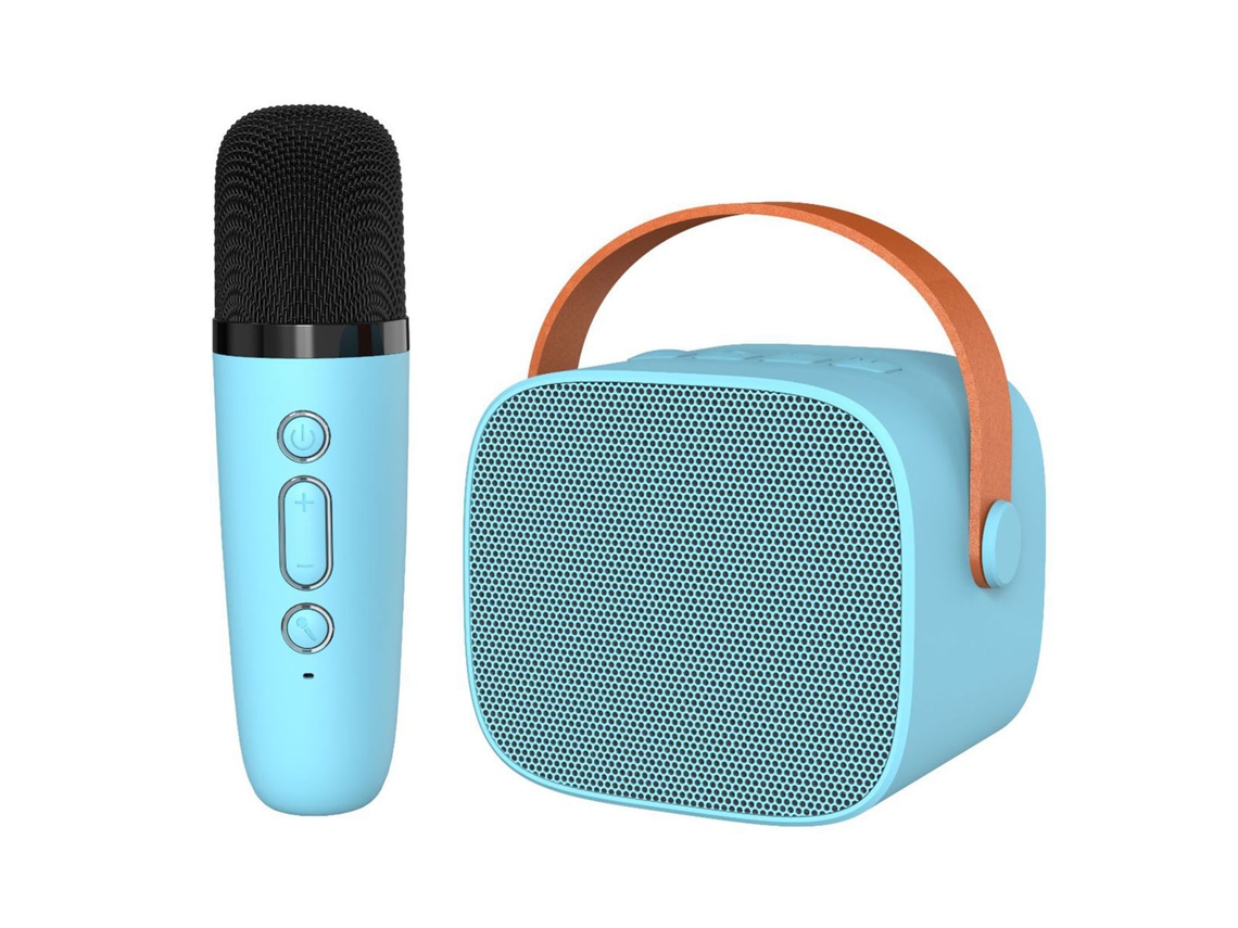 Máquina De Karaokê Mini Portátil Com Alto-falante Bluetooth E Microfone Som Surround Hifi Azul Céu