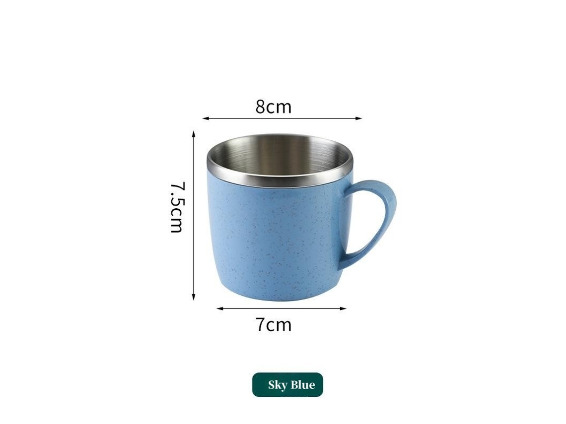 La Taza De Café (azul Cielo 220 Ml) Cuenta Con Un Asa De Plástico Y Un Cuerpo De Acero Inoxidable Resistente Al Calor De Doble Pared.