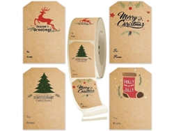 300 Pegatinas Navideñas De Papel Kraft, Diseños Clásicos, Fáciles De Usar, Para Regalos Y Decoración