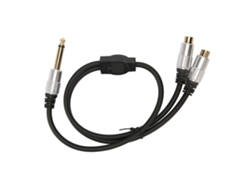 Cable Divisor En Y Ts De 0,5 M Con Conectores Rca Hembra Dobles A Conectores Mono Macho De 6,35 Mm (1/4 De Pulgada)
