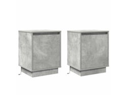 Maison Exclusive - Armario De Noche 2 Pcs Gris Concreto 39 X 34,5 X 50 Cm