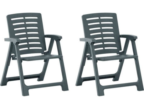 Conjunto 2 Silla de jardín VIDAXL Verde Plástico (56x59x82 cm)