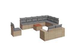 Conjunto 11 de sofás de jardín VIDAXL con cojines ratán sintético beige