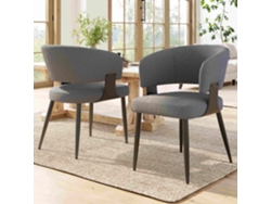 Silla de comedor ergonómica de 2 piezas Mobrio, respaldo curvo, color gris
