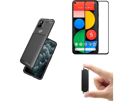 Carcasa, Protector y Soporte Google Pixel 5 Rugged Carbon Negro
