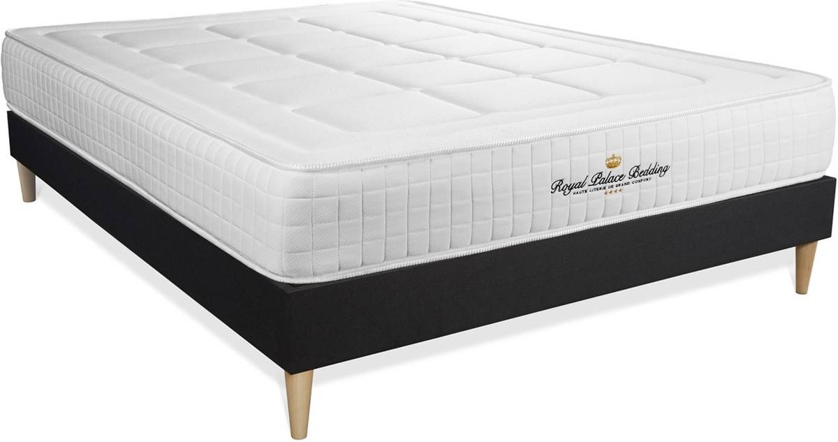 Conjunto de Somier Negro + Colchón ROYAL PALACE BEDDING Balmoral (130x190 cm - Espuma Viscoelástica)