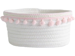 Cesta de almacenamiento, cesta tejida, cestas de cuerda blanca, caja de algodón, cesta de cuerda pequeña, bola de algodón esponjosa