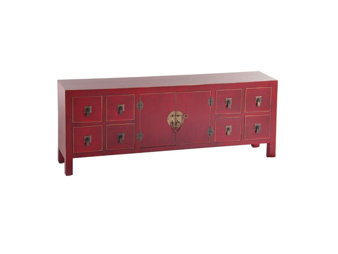 Mueble de TV BIGBUY (Rojo - Madera - 130 x 24 x 50.50 cm)