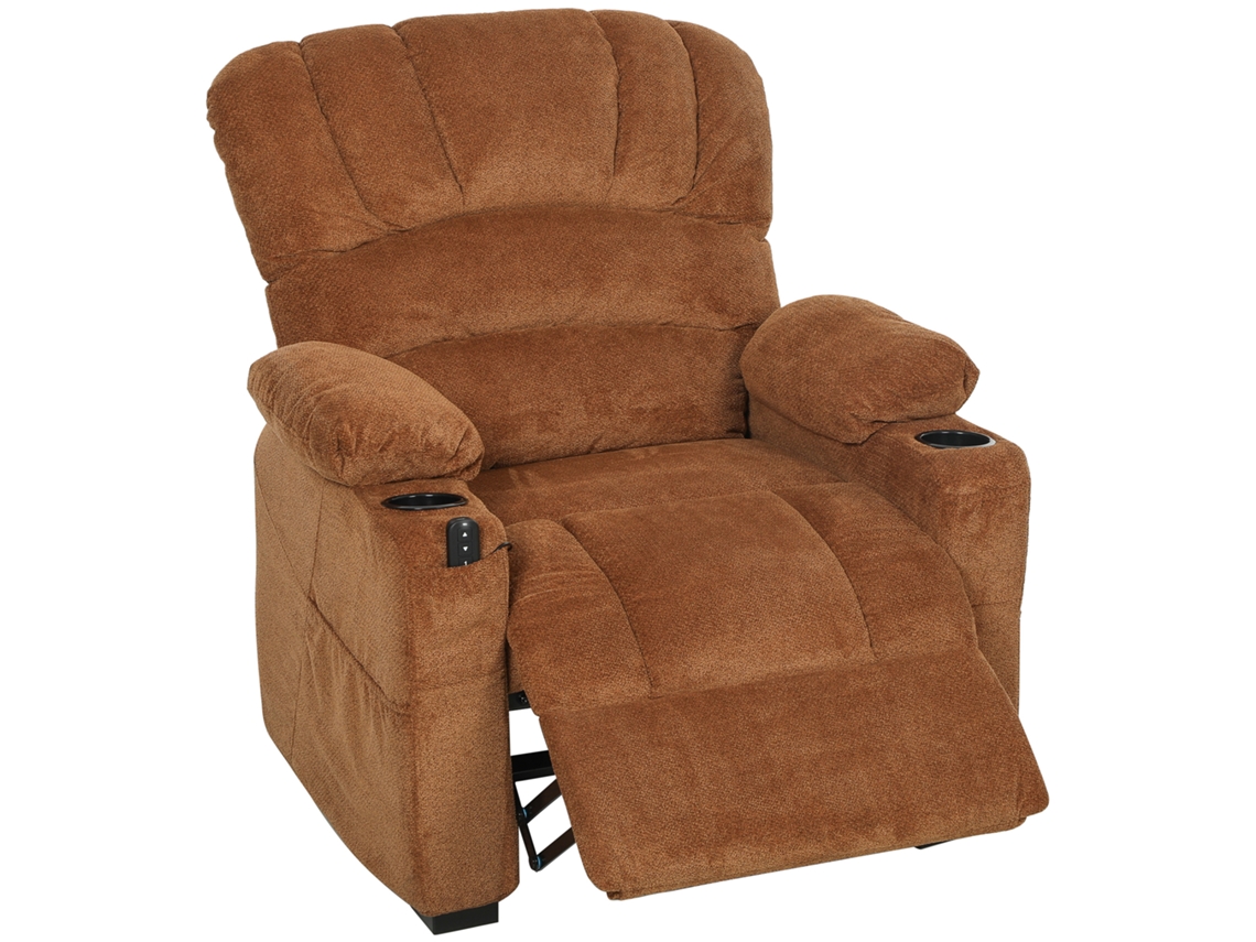 Sillón Relax Reclinable Eléctrico Silencioso Con Función Memoria Reposapiés Mando A Distancia Bolsillo Lateral Marrón