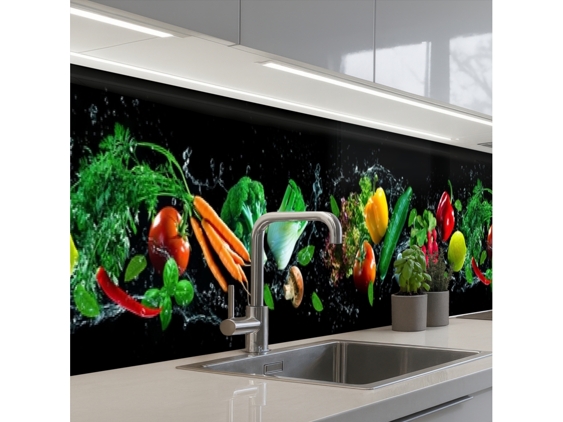 Paneles protectores antisalpicaduras para cocina de verduras - Negro 500x60 cm