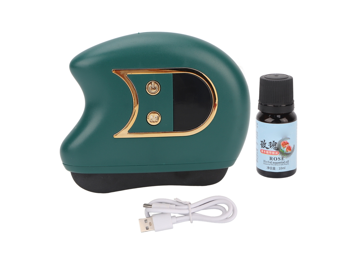 Máquina electrónica facial Gua Sha con 9 niveles de vibración, masaje de meridianos, herramienta portátil inalámbrica con aceite esencial verde.