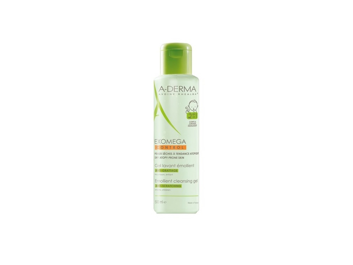 Gel de Baño A-DERMA Exomega Emollient Cleansing Cuerpo y Cabello (500 ml)