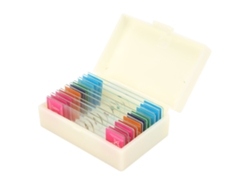 10 portaobjetos transparentes para microscopio con muestras biológicas para niños y estudiantes.