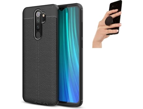 Carcasa y Popsocket Xiaomi Redmi Note 8 PRO Rugged Leather Negro
