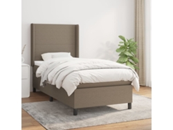 Cama Box Spring Con Colchón Tela Gris Taupe 80x200 Cm