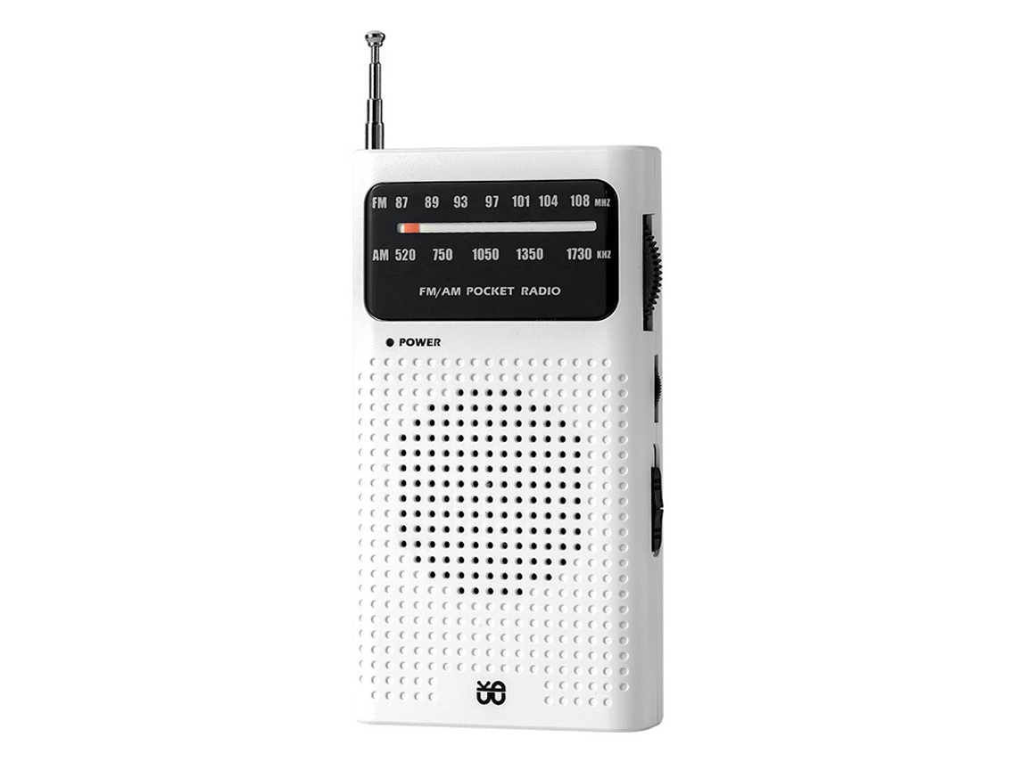 Radio Bolsillo Analógico Fm/am Blanco Abs A Pila