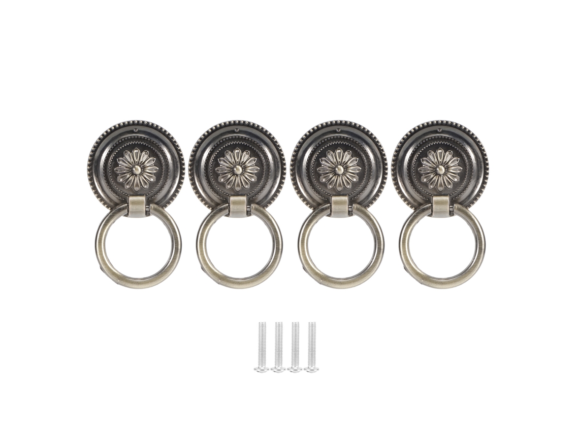 4 Tiradores De Puerta Colgantes De Aleación De Zinc Antiguo Para Cajones Y Armarios, Color Bronce.